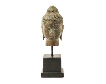 Mini Buddha Head 5.5 Inch / 14 cm, Buddha Bronze, Buddha Sculpture, Gift for Her, Gift for Him, New Home Decor, Living Room, Table Decor