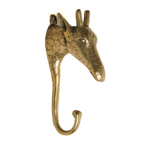 Giraffe Brass Hook 5 Inch / 12 cm, Giraffe Decor, Giraffe Bronze, Giraffe Figurine, Giraffe Statue, Room Decor, Wall Decor
