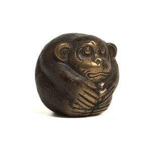 Monkey Scared  Bronze 2 Inch / 5 cm, Monkey Brass, Monkey Sculpture, Room Decor, House Decor, Birthday Gift, Housewarming, Table Decor