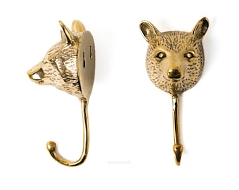 Brass Bear Hook, Animal Wall Decor (5 Inch)
