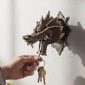 Brass Dragon Wall Hook, Fantasy Home Decor (4 Inch). image 1