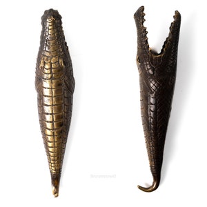 Crocodile Bronze Hook  7.5 Inch / 19 cm, Bronze Statue, Bronze Figurine, Brass Figurine, Home Decor, Room Decor, Animal Figurine