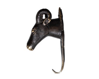 Goat Brass Hook, Bronze Hook, Animal Hook 6 Inch / 15 cm, Bronze Statue, Bronze Figurine, Brass Figurine, Home Decor, Room Decor