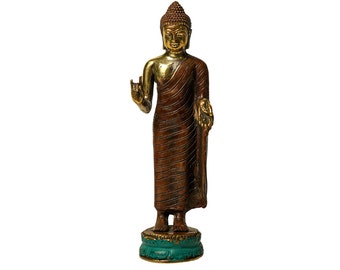 Standing Buddha 8 Inch / 20 Cm, Buddha Statue, Buddha Bronze, Anniversary, Wedding Decor, Housewarming, Gift Idea, Office Decor, Modern Art