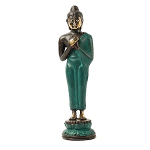 Stojący Budda 7 cali / 18 cm, Statua Buddy, Brąz Buddy, Rocznica, Dekoracja ślubna, Parapetówka, Pomysł na prezent, Dekoracja biura, Sztuka nowoczesna