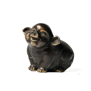 Pig Bronze Statue 3 Inch / 7 cm, Pig Figurine, Pig Fat, House Decor, Room Decor, Home Decor, Mid Century, Table Decor, Housewarming