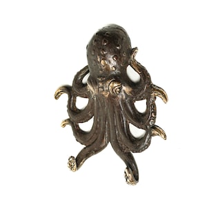 Octopus Bronze  Hook 5.5 Inch / 14 cm, Octopus Hook, Holiday Decor, Gift for Kid, Gift for Father, Cloth Hanger, Birthday Gift, Holiday Gift