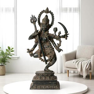 Mahakali Statue 16.5 Inch / 42 cm , Hindu God figurine , Bronze Kali Statue, Goddess Kali Statue, Lord Parvati, Durga , Hindu goddess statue