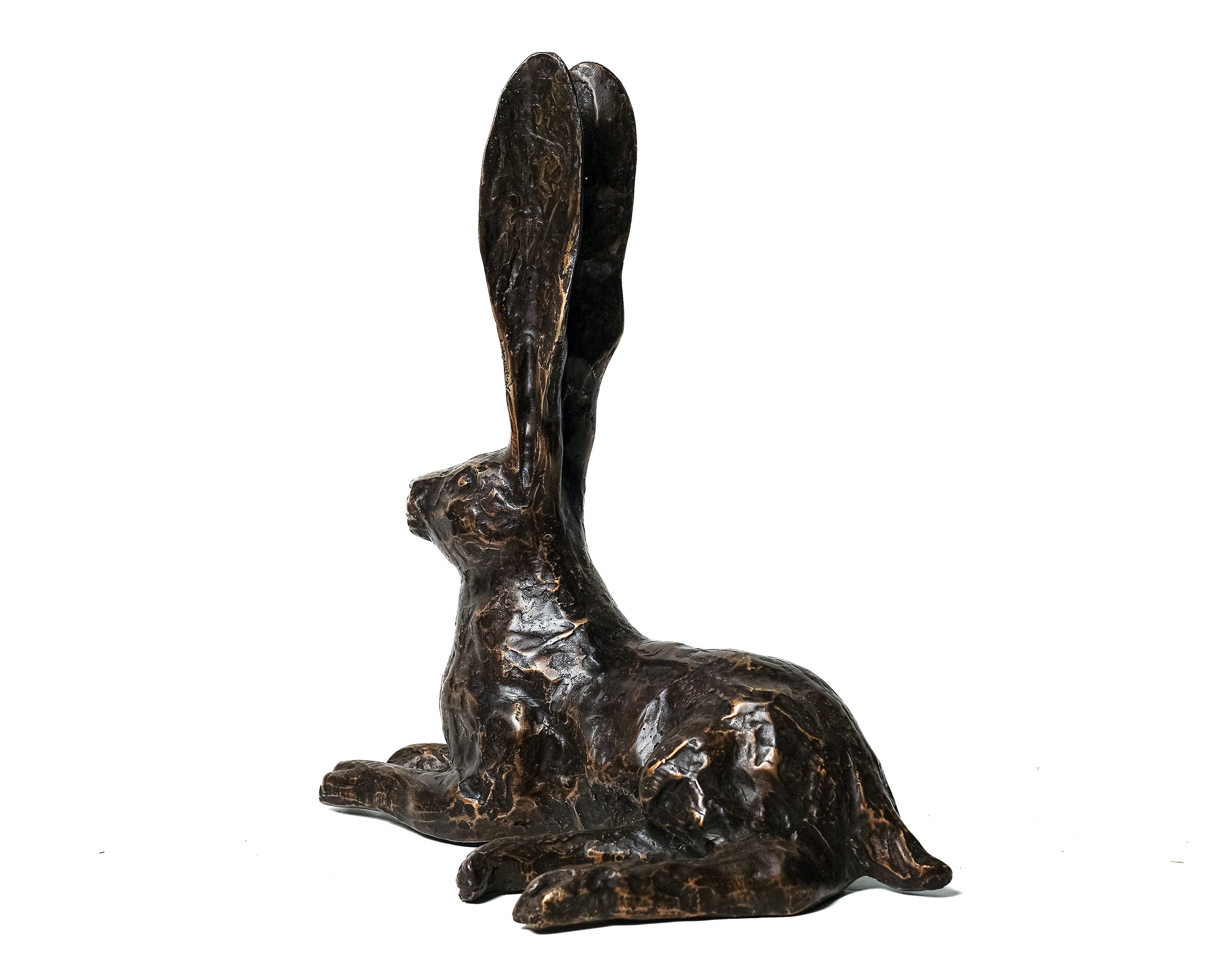 ウサギのブロンズ像 12インチ / 30 cm [L]、ウサギの置物、新築祝い