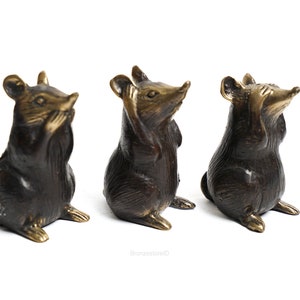 SET Mouse  Bronze, Mouse Statue, Mouse Figurine, Duck Brass, Room Decor, House Decor, Birthday Gift, Gift for Her, Gift For Him