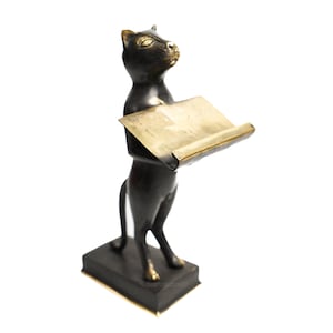 Vintage Bronze ""Katzen Butler" Skulptur Kartenhalter 9 Zoll / 22 cm, Katzenskulptur, Vintage Katze, Katzenstatue, Wohnkultur, Hausdekor, Katze Messing."