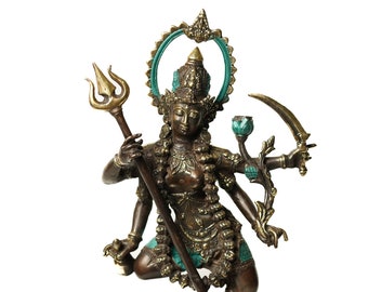 Mahakali Statue 16.5 Inch / 42 cm , Hindu God figurine , Bronze Kali Statue, Goddess Kali Statue, Lord Parvati, Durga , Hindu goddess statue