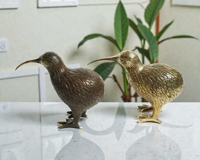 Bronze Kiwi Bird Sculpture, Animal Figurine, 4 Inch image 1