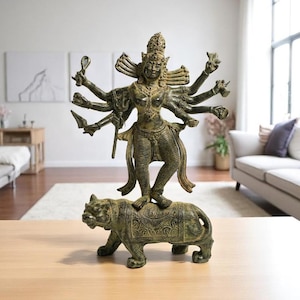Mahakali Statue 12 Inch / 30 cm, Hindu God figurine , Bronze Kali Statue, Goddess Kali Statue, Lord Parvati, Durga, Hindu Goddess Statue