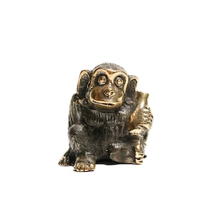 Monkey Statue 2.5 Inch / 6 cm, Monkey Figurine, Monkey Bronze, Room Decor, House Decor, Mid Century, Table Decor, Housewarming, Gift Idea