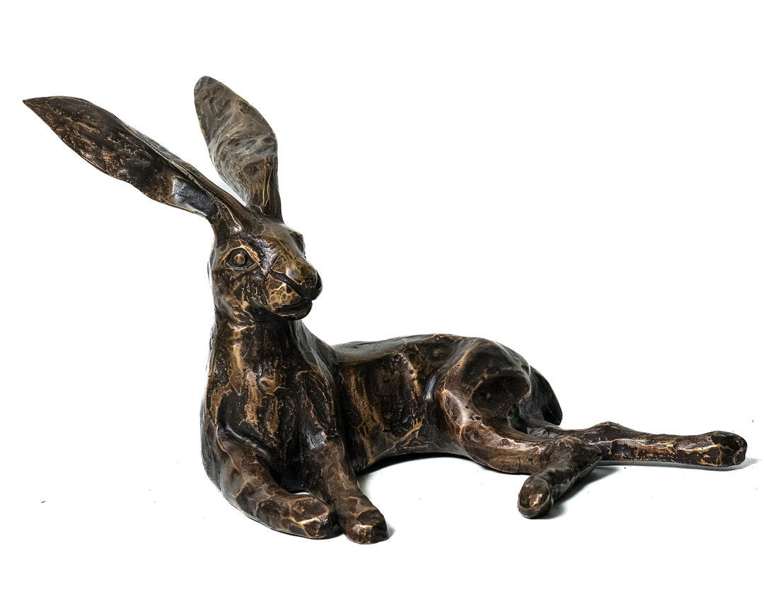 Rabbit Bronze Statue 9 Inch / 22 Cm LARGE Rabbit Figurine Etsy