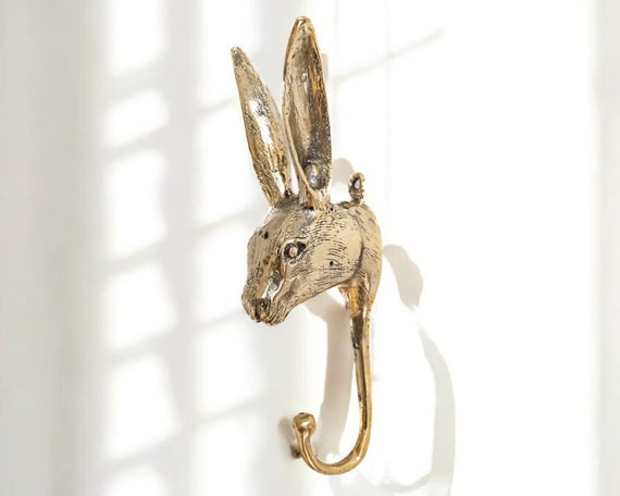 Brass Rabbit Wall Hook, Nursery Decor, Kids Room (7 Inch)