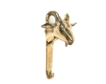 Goat Brass Hook 6.5 Inch / 16 cm, Bronze Hook, Animal Hook, Bronze Statue, Bronze Figurine, Brass Figurine, Home Decor, Room Decor