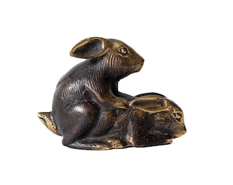 Rabbit Sex Bronze 2 Inch / 5 Inch, Rabbit Brass, Rabbit Sculpture, Room Decor, House Decor, Birthday Gift, Rabbit Decor, Housewarming