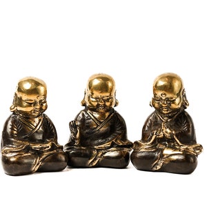 Tres monjes sabios, 3,5 pulgadas/8 cm, figura de Buda, hecha a mano, regalo del Día de la Madre, decoración navideña, decoración del hogar, regalo de aniversario, idea de regalo