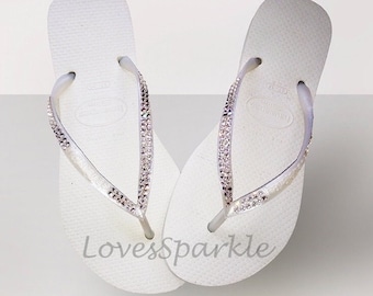 Embellished Crystal Genuine Havaianas, ALL COLOURS, Sparkly Flip Flops, Bridal Footwear, Original Slim Strap Havaianas.