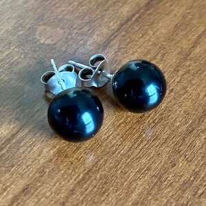 8mm Black Onyx Studs Stud Earrings Sterling Silver Stud