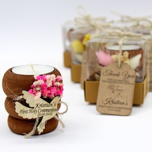 Handmade Baptism Bulk Candle Favors | Personalised First Holy Communion Gifts | Christening Favor | Quinceanera Favors | Thank You Favors