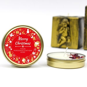 Personalized Christmas Candles, Bulk Christmas Gifts, Christmas Party Favors, Gifts for Coworkers, Christmas Favors, Holiday Candle Favors