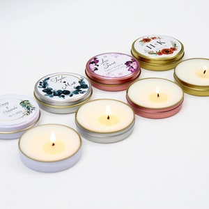 Bulk Wedding Party Favors, Personalised Scented Metal Tin Candle Favors , Wedding Favors for Guests in Bulk,  Scented Bridal Party Candles