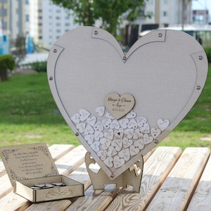 Livro de visitas de casamento, alternativa para convidados de casamento, livro de visitas de casamento personalizado, decoração rústica de casamento, livro de visitas de casamento em formato de coração, placa para livro de visitas
