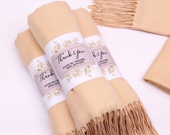 Champagne  Pashmina Shawl Wedding  Personalized Bridesmaid Shawl Bridal Shower Favors  Wedding Favors for Guests  Wedding Shawl