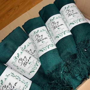 Pashmina Shawl Wedding Forest Green Shawl Personalized Bridesmaid Gifts Bridal Shower Favors Bridesmaid Shawl Bulk Wedding Favors for Guests