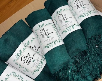Forest Green Pashmina Shawl, Personalized Wedding Bridesmaid Gifts