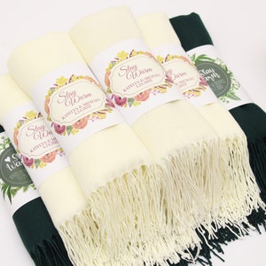 35 Pashmina Shawl, Personalized Wedding Favors for Guests in Bulk, Bridal Shower, Pashmina Bulk Shawls for Wedding, Fall Wedding Favors image 8