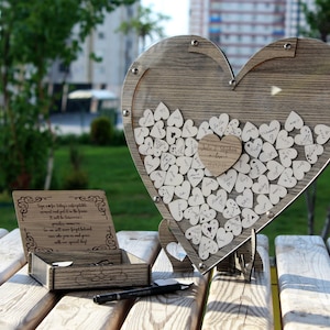 Libro degli ospiti per matrimonio, alternativa per gli invitati al matrimonio, libro degli ospiti personalizzato per matrimonio, decorazioni rustiche per matrimonio, libro degli ospiti a forma di cuore, cartello per libro degli ospiti