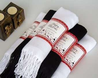 Personalized Christmas Gifts Pashmina, New Year Bulk Favors, Christmas Party Favors, Happy Holidays Scarf, Winter Wedding Favors