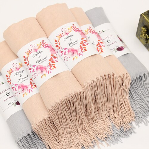 40 Pashmina Shawl, Personalized Wedding Favors for Guests in Bulk, Bridal Shower, Pashmina shops Bulk Shawls for Wedding Fall Wedding Favors