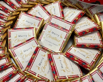 50 PCS Personalised Christmas Chocolate Gifts, New Year Merry Christmas Favors, Christmas Gifts Bulk, Custom Christmas Favors