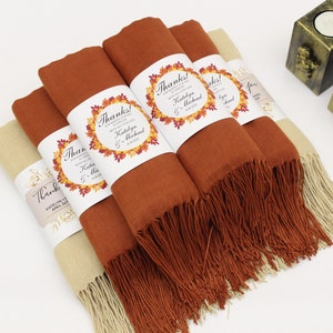 35 Pashmina Shawl, Personalized Wedding Favors for Guests in Bulk, Bridal Shower, Pashmina Bulk Shawls for Wedding, Fall Wedding Favors image 6