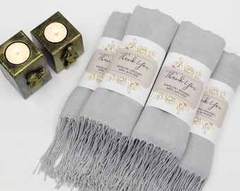 Pashmina sjaal bruiloft lichtgrijze sjaal gepersonaliseerde bruidsmeisje geschenken bruids douche gunsten bruidsmeisje sjaal bulk bruiloft gunsten voor gasten