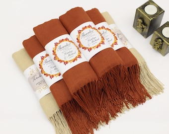 100 Pashmina Shawl, Personalized Wedding Favors for Guests in Bulk, Bridal Shower, Pashmina Bulk Shawls for Wedding, Fall Wedding Favors