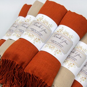 35 Pashmina Shawl, Personalized Wedding Favors for Guests in Bulk, Bridal Shower, Pashmina Bulk Shawls for Wedding, Fall Wedding Favors image 10