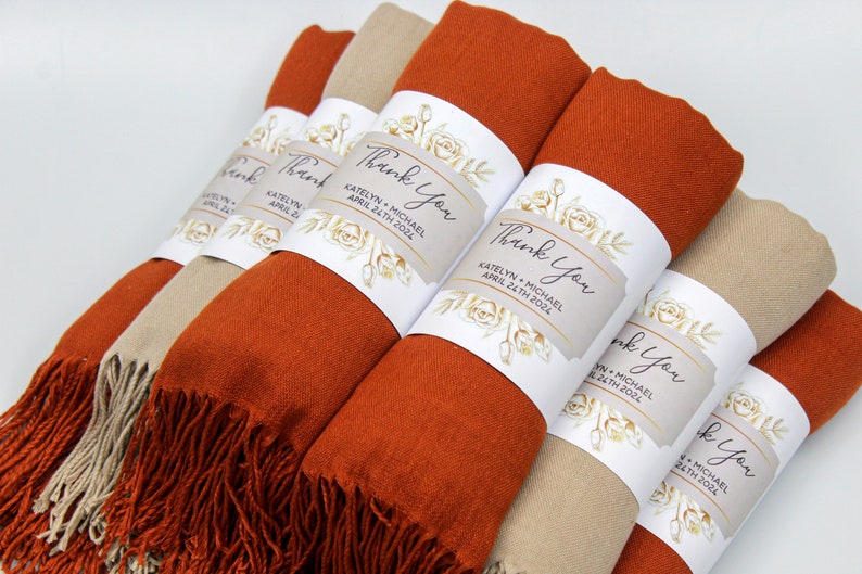 35 Pashmina Shawl, Personalized Wedding Favors for Guests in Bulk, Bridal Shower, Pashmina Bulk Shawls for Wedding, Fall Wedding Favors image 10
