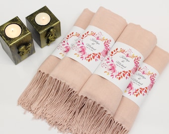 Pashmina Shawl Wedding Pale Pink Shawl Personalized Bridesmaid Gifts Bridal Shower Favors Bridesmaid Shawl Bulk Wedding Favors for Guests
