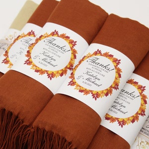 35 Pashmina Shawl, Personalized Wedding Favors for Guests in Bulk, Bridal Shower, Pashmina Bulk Shawls for Wedding, Fall Wedding Favors image 2