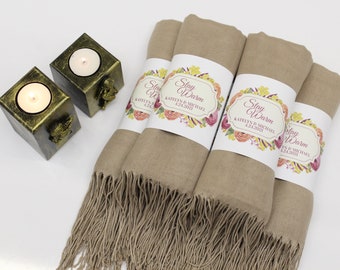 Pashmina Shawl Wedding Taupe Pashmina Shawl Personalized Bridesmaid Gifts Bridal Shower Favor Bridesmaid Shawl Bulk Wedding Favor for Guests