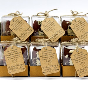 Recuerdos funerarios / Velas personalizadas con etiqueta / Regalos conmemorativos para funerales / Recuerdos para celebrar la vida / Recuerdos para el duelo