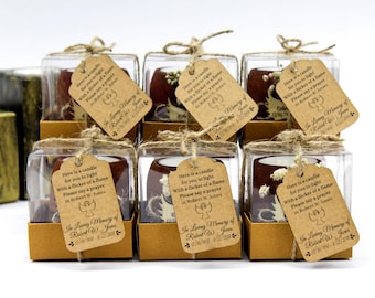 50 pezzi / Bomboniere funebri / Candele funebri personalizzate con etichetta / Regali commemorativi per funerali / Bomboniere per la celebrazione della vita