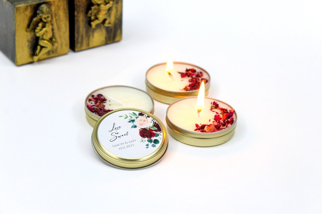 Personalized Mini Candles, Wedding Favors for Guests in Bulk, Candle
