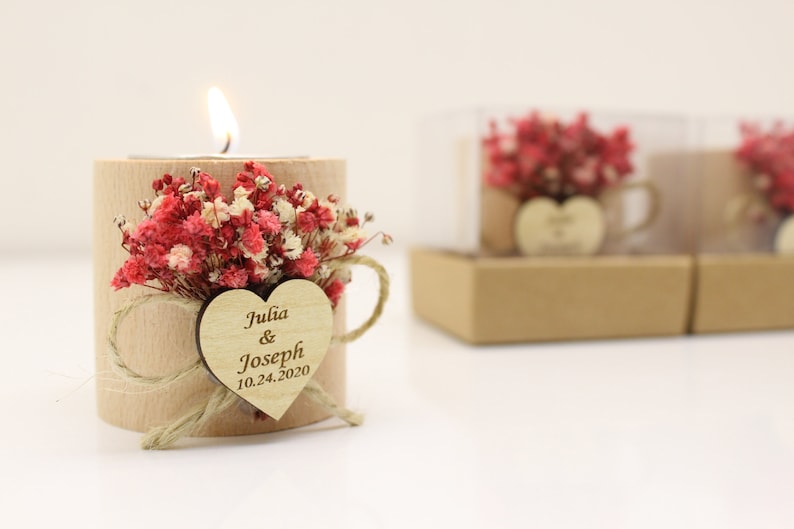 50 PCS Personalized Candle Wedding Favor, Wedding Favors for Guests in Bulk, Wedding Gifts for Guests, Rustic Wedding, Bridal Shower Favors image 6